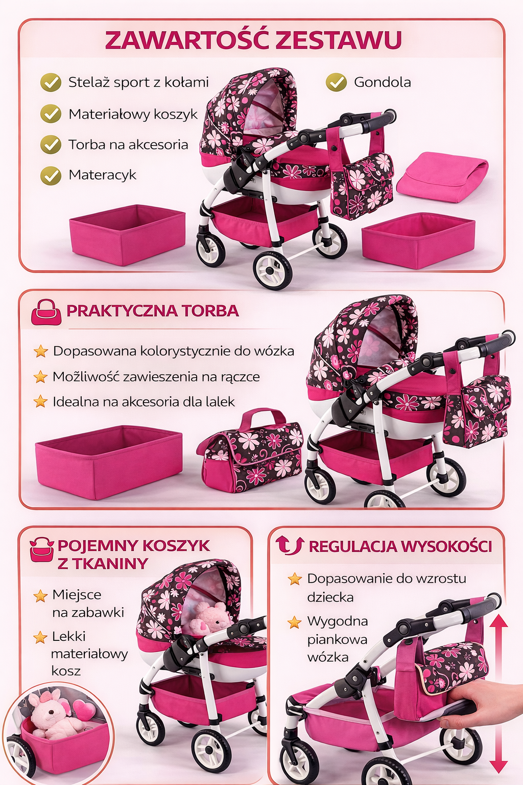 Wózek dla lalek Lily Model Ls-19 - obrazek 4