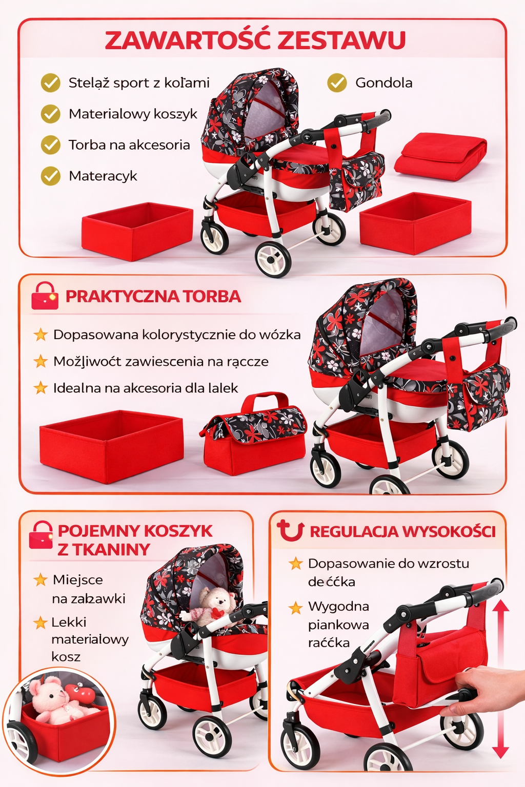 Wózek dla lalek Lily Model Ls-18 - obrazek 5