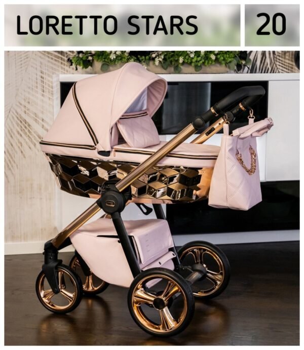 Wózek dziecięcy 3w1 Loretto Stars kolor-20 Pastelowy Roż