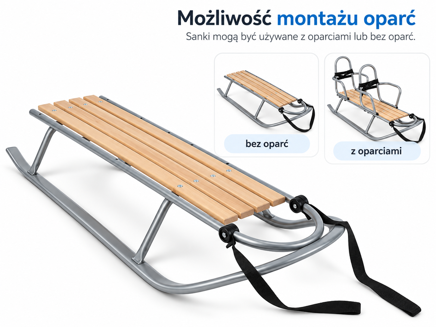 Sanki Piccolino dwuosobowe z oparciami i pasami bezpieczeństwa - obrazek 2