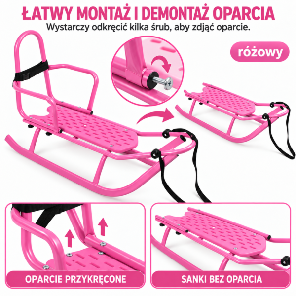 Sanki Piccolino - kolor różowy