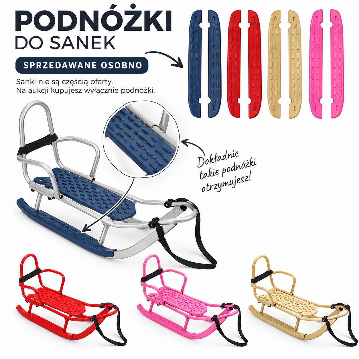 Podnóżki do sanek Piccolino- kolor czerwony - obrazek 2