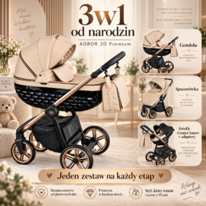 Wózek dziecięcy 3w1 Premium kolor Eco-02 - obrazek 3