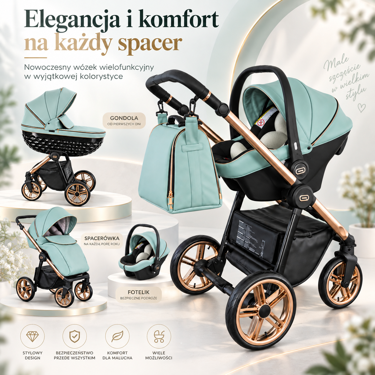 Wózek dziecięcy 3w1 Premium kolor Eco-03 - obrazek 4